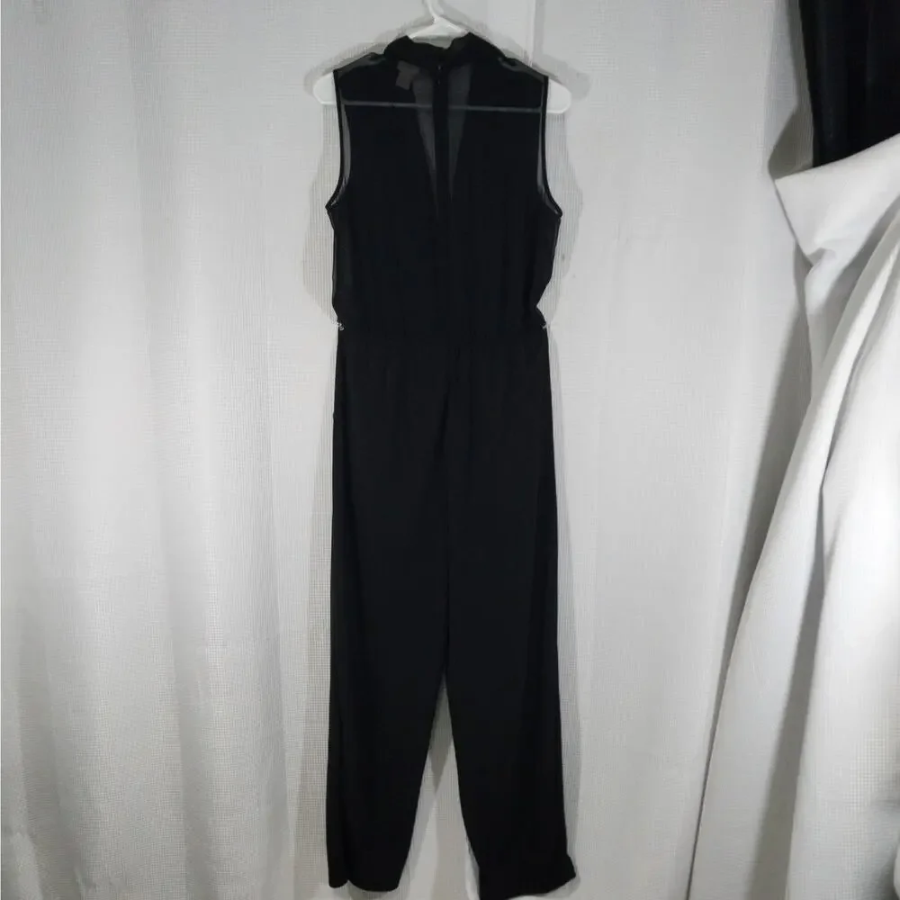 NWOT! H & M! ULTRA GLAM BLACK SHEER V NECK TOP, WIDE LEG JUMPSUIT, ONESIE! SZ 12